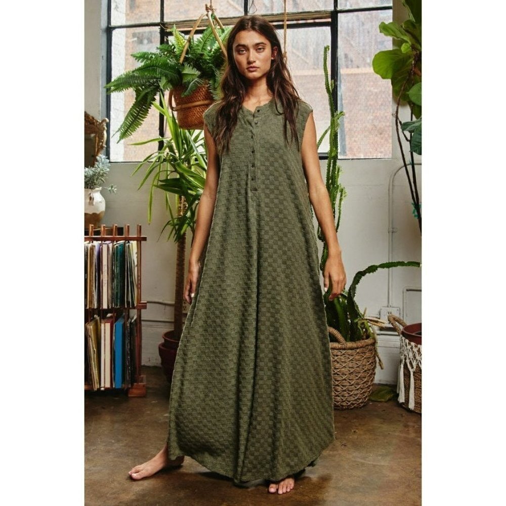 Nellie Checkered Jumpsuit in Olive - Picture 5 of 9